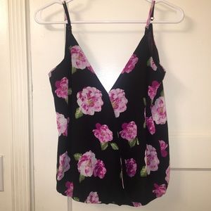 Cute Floral Black Tank!